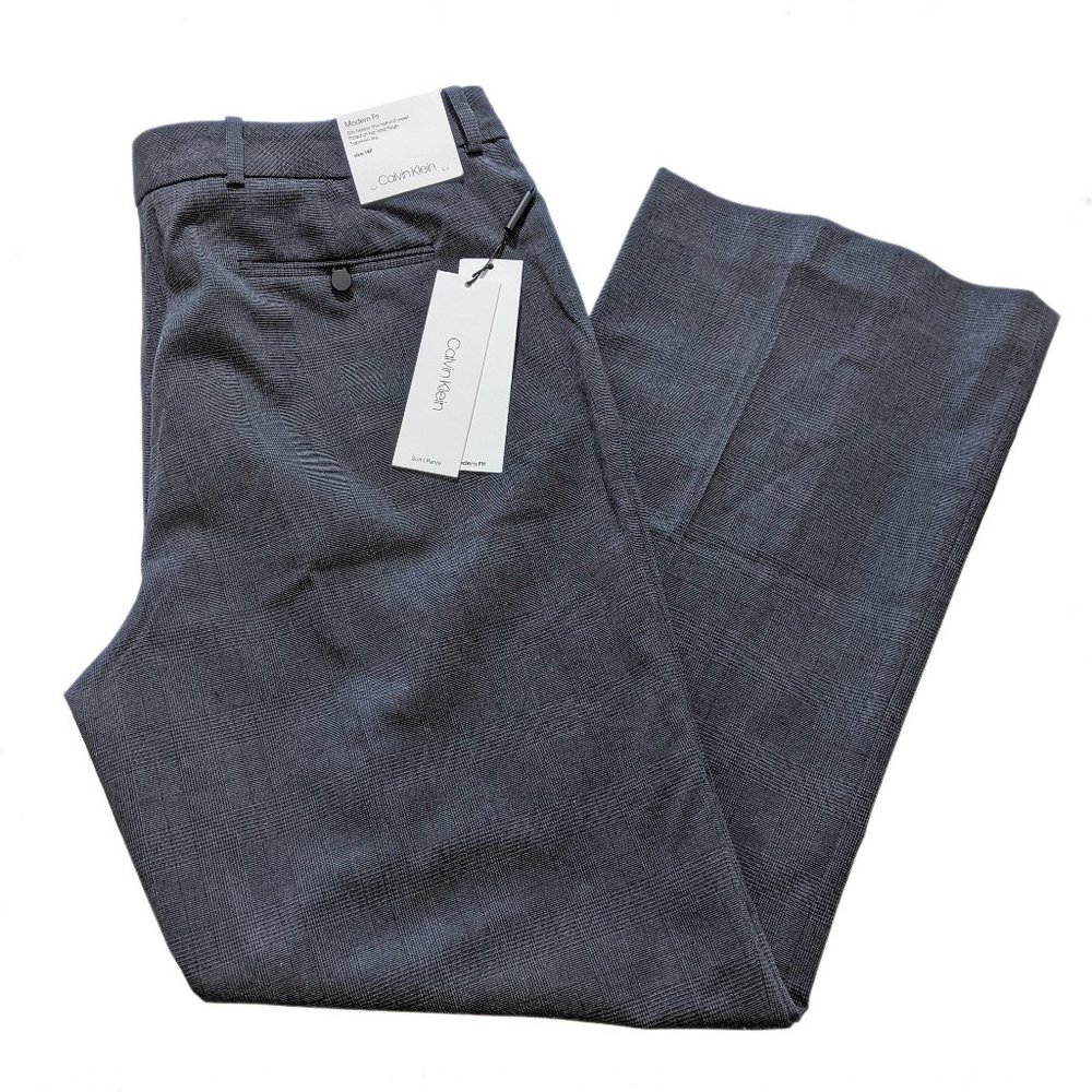 CALVIN KLEIN NWT Modern Fit Glen Plaid Pants 14P